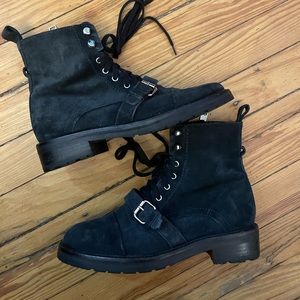 Allsaints navy suede combat boots size 39
